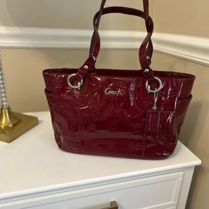 Coach Burgundy Patent Leather Tote